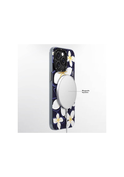 Apple Uyumlu iPhone 14 Pro Max Kılıf Magsafe Özellikli Sunshine Tasarımlı Youngkit Smile Serisi Lacivert
