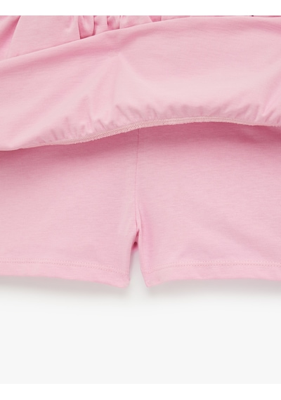 Koton Katlı Volanlı Rahat Kalıp Pamuklu Mini Spor Şort Etek Pembe 6sak40457nk Gül