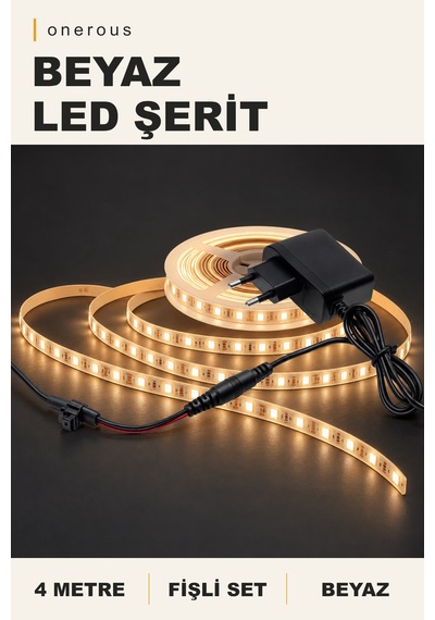 Onerous 4 M Beyaz Led Şerit, Fişli
