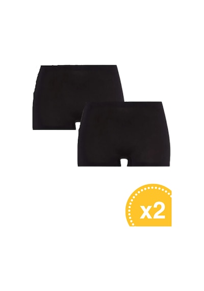 Miresa Basic Lazer Kesim Dikişsiz Kadın Boxer Külot 2'li Paket Siyah