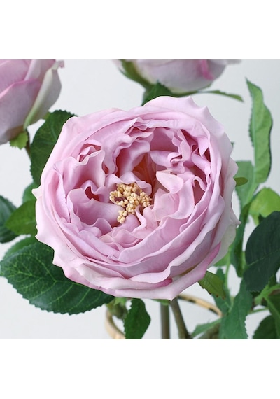 Yapay Çiçek Islak Gül Şakayık Katmerli Gül Lila Renk Gerçeksi Dokunuş 45cm Mor