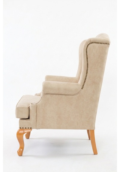 Crown Chester Klasik Ahşap Berjer Natural