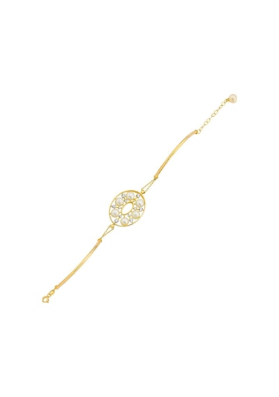 6,5 Mm Doğal İnci Bileklik Gold Sarı Altın