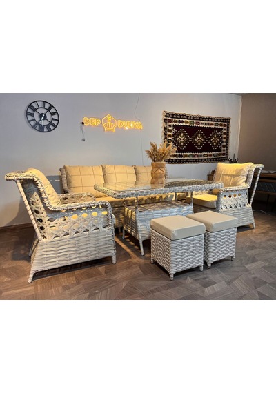 Depodunya Rattan Puflu Bahçe Balkon Takımı 3 1 1 Rattan Bahçe Mobilyası Bahçe Takımı Oturma Grubu Bej Depodunya Rattan Puflu Bahçe Balkon Takımı 3 1 1 Rattan Bahçe Mobilyası Bahçe Takımı Oturma Grubu Bej