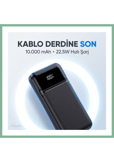 Bşkvirgo 3006 10.000 Mah Hızlı Şarj Led Göstergeli Powerbank 3in1 Dahili Kablolu Powerbank Çoklu Giriş Bsk2026 Çok Renkli