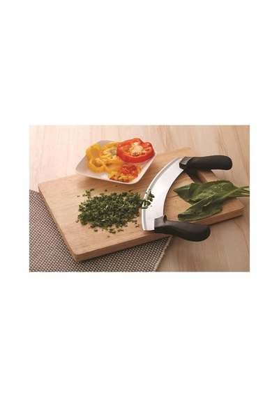 Ers Satır Kıyma Bıçağı - Yarım Ay Modeli - Sebze Doğrama Satırı - Pizza Dilimleme Bıçağı - Paslanmaz Çelik Çok Renkli