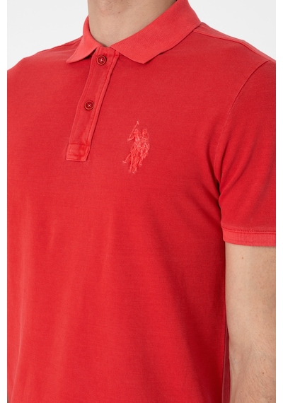U.S. Polo Assn. Erkek Slim Fit Polo Yaka Kırmızı Yıkamalı Basic Tişört 50305995-VR030