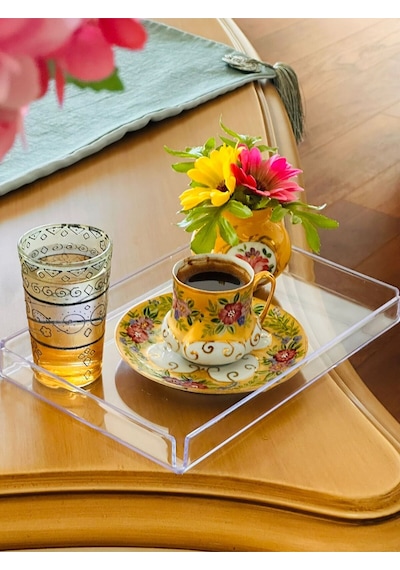Makri Home 2'li Kristal Şeffaf Sunum Tepsisi 225 X 145 X 20 Mm Beyaz