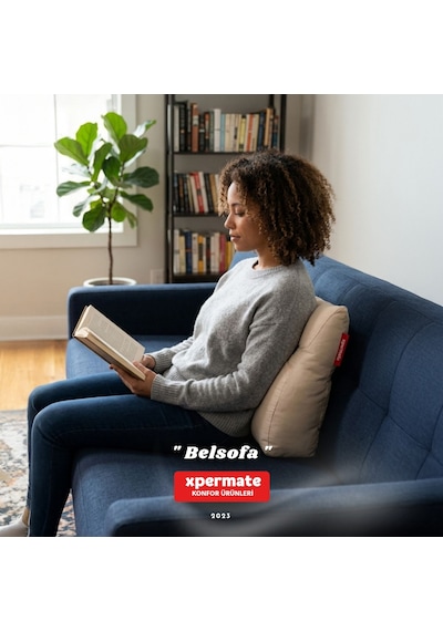Belsofa Bel Ve Sırt Destek Yastığı Kanepe, Berjer, Tv Ve Oyuncu Koltuğu İçin Sırt Yastığı Bej