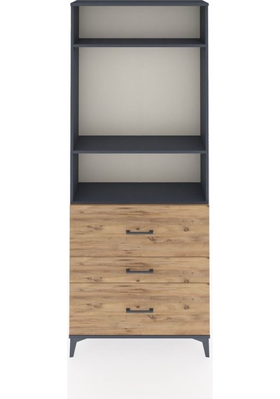 Arges Dolap 3 Raflı 3 Çekmeceli 88x30x221 Antrasit-çam Antrasit