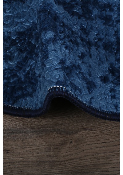 Nova Lacivert Oval 60x100 + 50x60 Cm 2'li Banyo Paspası Seti Çok Renkli