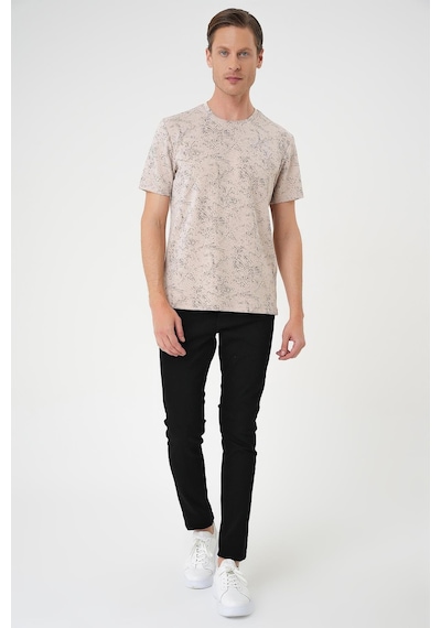 Efor Comfort Fit Bisiklet Yaka Batik Görünmlü Kısa Kol Casual Bej Tişört Ts 905 Bej