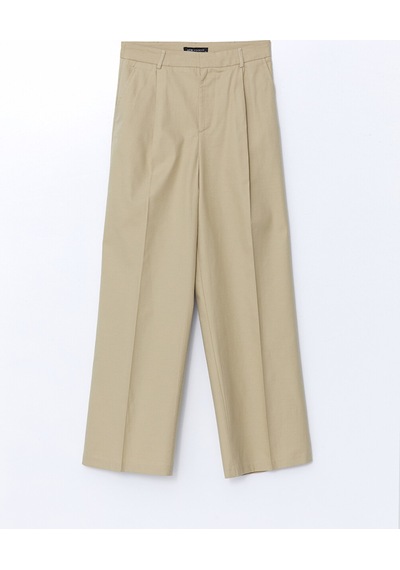 Lcw Modest Bej Loose Fit Keten Karışımlı Kadın Pantolon