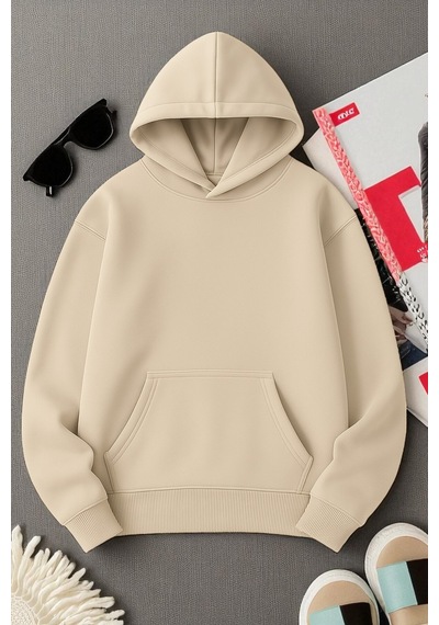 Uyguntarz Scream Baskılı Oversize Sweatshirt Bej