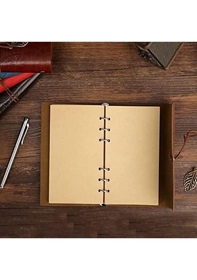 Yaprak Desenli Kahverengi Deri Defter Dekoratif Hediyelik Çok Renkli
