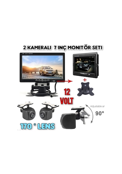 7" Ekran ve 2 Adet geniş açılı Kamera Seti