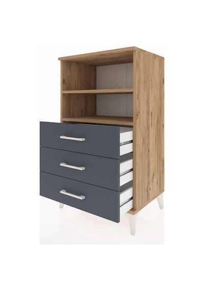 Hyperion Komodin 2 Raflı 3 Çekmeceli 60x44x106 Çam-antrasit Atlas Çam