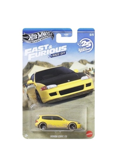 Hot Wheels Silver Series Honda Civic Eg - Fast & Furious Race-off Sarı 1/64 Diecast Model Araba Çok Renkli