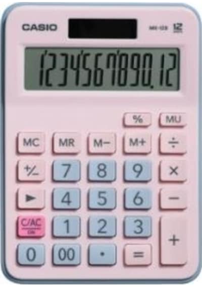 Casio MX-12B-PKLB Açık Pembe+Açık Mavi 12 Hane Masa Üstü Hesap Makinesi