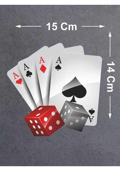 Poker Iskambil Kağıdı Sticker - Araba Oto Motosiklet Araç Cam Sticker - 00093 15x14 Cm