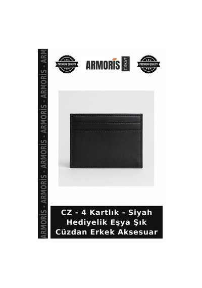 Armoris Cz - 4 Kartlık - Siyah Hediyelik Eşya Şık Cüzdan Erkek Aksesuar Çok Renkli