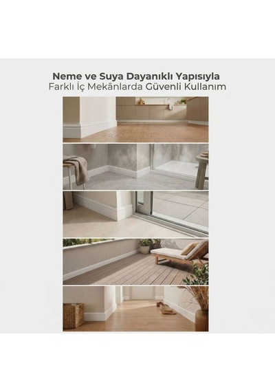 Espumo Kompozit Süpürgelik 8 cm Beyaz | Suya Dayanıklı Parke Duvar Süpürgelik 2,40 m ESP301