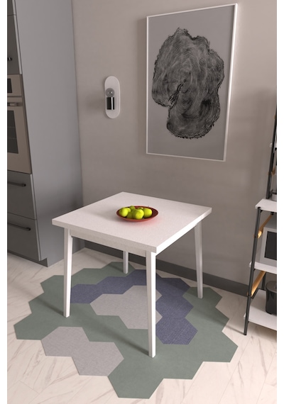 Vilinze Avanos Beyaz Sabit Mdf Kare Ahşap Mutfak Masası - 80x80 Cm Beyaz-siyah