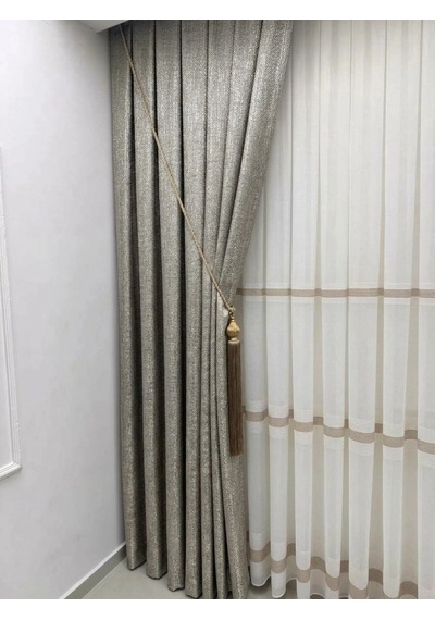 Nivemeshome Hazan 5407 Gümüş 1/3 Pileli Fon Perde Apm