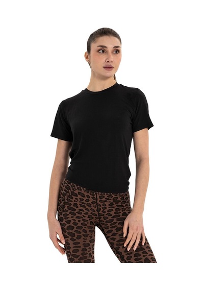 Inguz Sırt Bağlamalı Modal Yoga T-shirt SIYAH