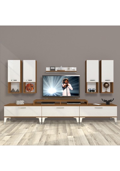 Decoraktiv Ekoflex 8da Mdf Silver Tv Ünitesi Tv Sehpası Ceviz - Beyaz