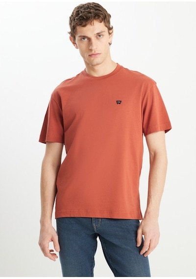 Relaxed Fit Small Logo Erkek T-shirt Wrangler Kiremit