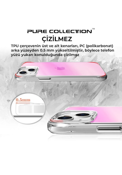 Bix iPhone Uyumlu 14 Plus / 15 Plus Pure Rainbow Renk Geçişli Şeffaf Kılıf Çizilmeye Dayanıklı Darbe Emici Pembe Bix iPhone Uyumlu 14 Plus / 15 Plus Pure Rainbow Renk Geçişli Şeffaf Kılıf Çizilmeye Dayanıklı Darbe Emici Pembe