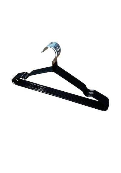 Siyah Kaydırmaz Silikon Kaplı, Metal Elbise Askısı, Pantolon Askısı, 10 Adet