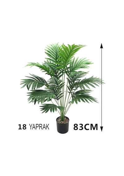 Yapay Ağaç Salon Bitkisi Areka Palmiye 83cm 18 Yaprak Plastik Siyah Saksıda