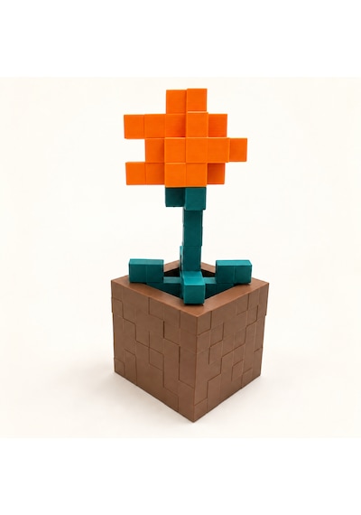 Piksel Gelincik Biblo - 3d Baskı, Minecraft Esintili Turuncu