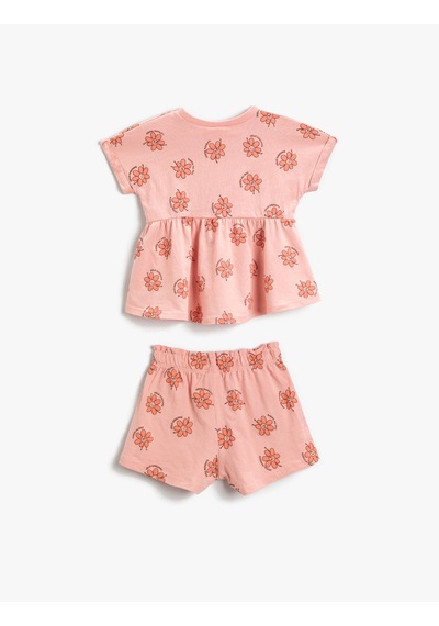 Koton Çiçek Baskılı Alt Üst Set Pamuklu Pembe Desenli 2smg10047ak Pembe