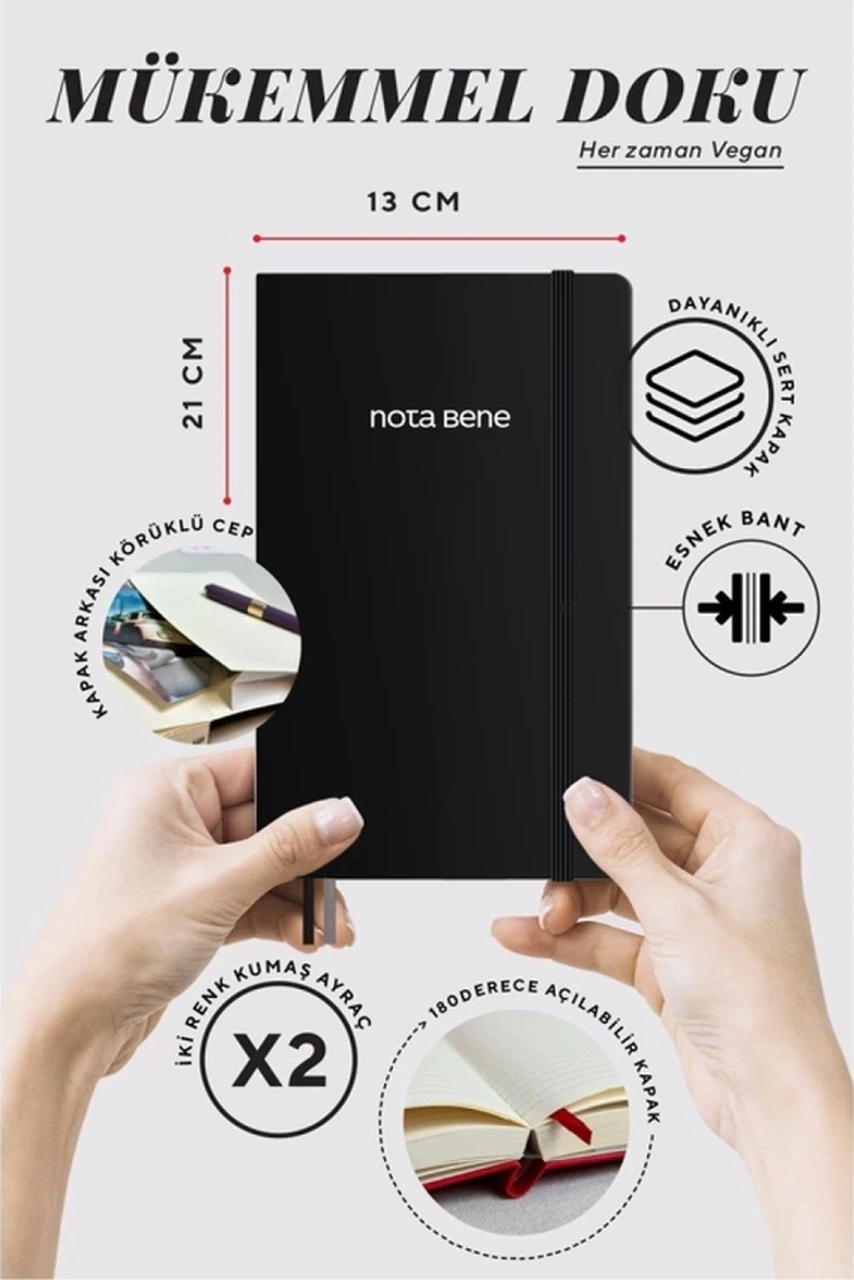 Note Bene 9219 Classıc Notebook Sert Kapak 13x21cm 70gr.400 Syf. Çizgili Defter Siyah