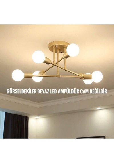 Akrobat Çapraz Model Plafonyer Tavana Monte Ahtapot Altılı Avize