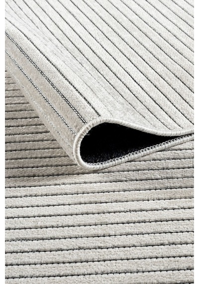 Line Serisi Kaymaz Taban Yıkanabilir Dekoratif Modern Şönil Kilim Bej