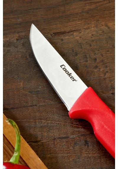 Cooker 25 Cm Paslanmaz Çelik Kasap Bıçağı Kırmızı Ckr4596