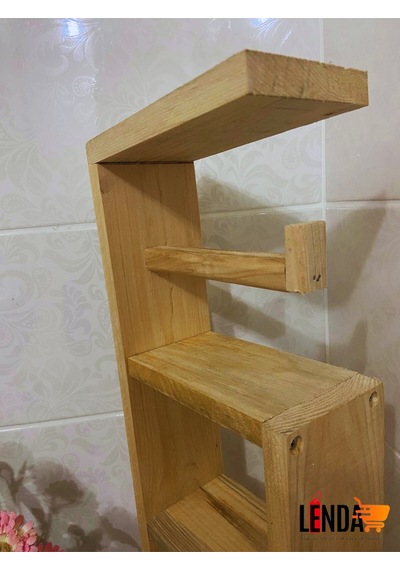 Çok Amaçlı Doğal Desenli Ahşap Tuvalet Kağıdı Standı Çam Ağacından Üretilmiştir. Bej