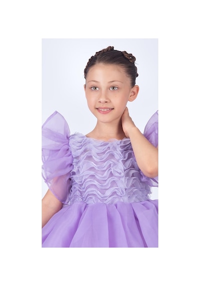 Mnk Baby & Kids Maronia Kız Çocuk Prenses Model Abiye Elbise - Pembe M00746 Lila