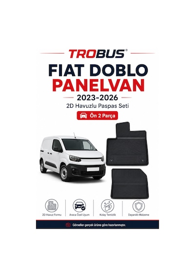 Trobus Fiat Doblo 2023-2026 Panelvan 2d Havuzlu Paspas 2 Parça Ön Takım