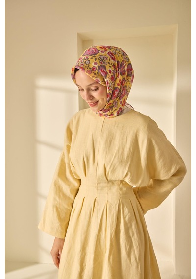 Silk Home Soft Eşarp 73090-24 Sarı, Pembe, Füme, Nar Çiçeği, Taş