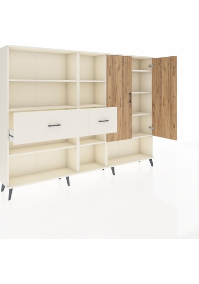 Arges Dolap 10 Raflı 2 Çekmeceli 2 Kapaklı 220x30x163 Aytaşı-çam/ Aytaşı-çam/aytaşı