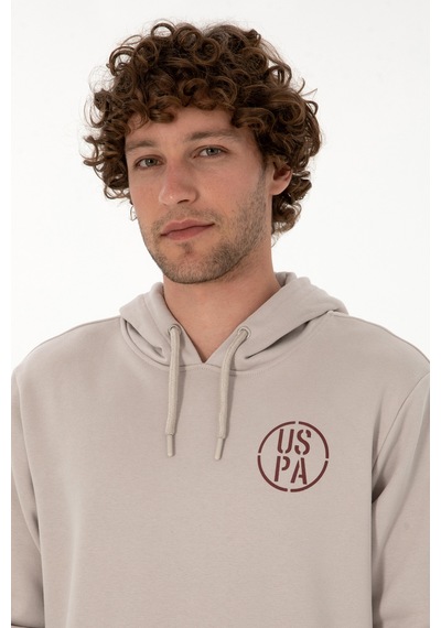 U.S. Polo Assn. Erkek Regular Fit Kapüşonlu Taş Sweatshirt 50313718-VR049