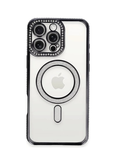 Apple Uyumlu iPhone 16 Pro Uyumlu Kılıf Joke Simli Magneticsafe Kılıf - Siyah