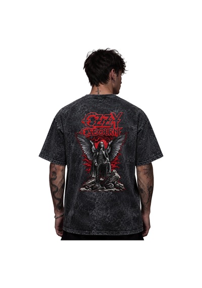 Ozzy Osbourne Rock Metal Müzik Grubu Baskılı Unisex Oversize Eski Siyah