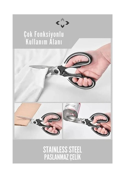 Paslanmaz Mutfak Makası I Çok Amaçlı Paslanmaz Mutfak Makası I Balık Tavuk Et Sebze Makası