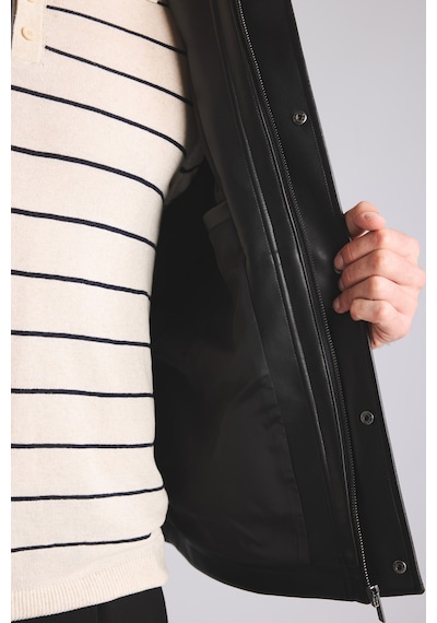 Defacto Regular Fit Polo Yaka Çıtçıtlı Cepli Suni Deri Mont H2826ax26aubk27 Siyah-bk27